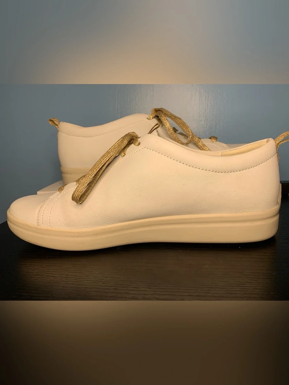 Vionic White Sneakers with Gold Accents
